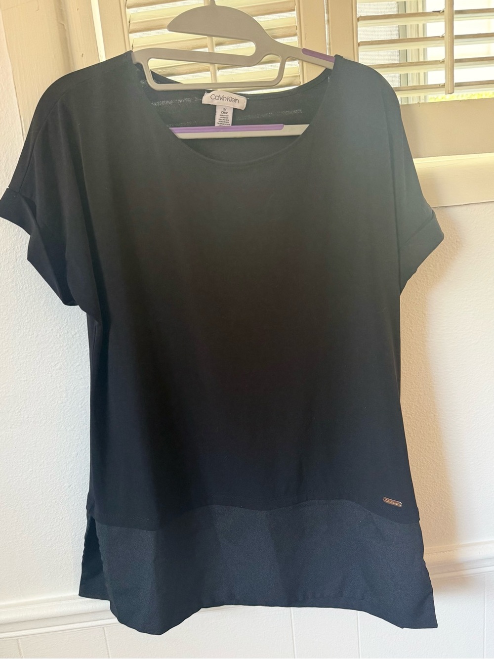 Calvin Klein Black Short Sleeve Scoop Neck Top